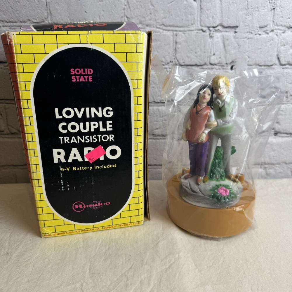 VTG Rosalco Solid State AM Transistor Radio Loving Couple 1960s MCM NEW NOS READ